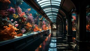unter Wasser Fenster offenbart modern Design, Natur Schönheit im Betrachtung generiert durch ai foto