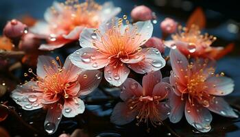 Frische und Schönheit im Natur ein beschwingt Rosa Blume blühen generiert durch ai foto