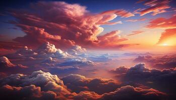 dramatisch Himmel, beschwingt Sonnenuntergang, Natur Schönheit Farben das Horizont generiert durch ai foto