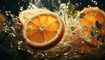 Frische von Zitrusfrüchte Obst im ein Glas, erfrischend Sommer- trinken generiert durch ai foto