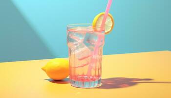 erfrischend Sommer- Cocktail mit Zitrone, Kalk, und Zitrusfrüchte Obst generiert durch ai foto