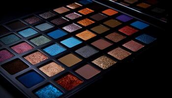 multi farbig Lidschatten Palette, ein beschwingt Sammlung von Schönheit generiert durch ai foto