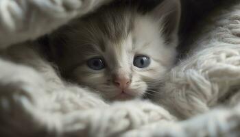 süß Kätzchen mit Sanft Fell, starren mit spielerisch Neugierde generiert durch ai foto