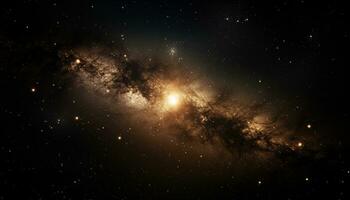 Nacht Himmel leuchtet mit das milchig Weg, ein Galaxis von Sterne generiert durch ai foto