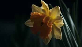 ein beschwingt Gelb Blume Blüten im das frisch Frühling Natur generiert durch ai foto