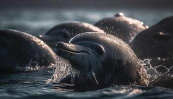 süß Siegel Schwimmen Unterwasser, erkunden das natürlich Schönheit von das Meer generiert durch ai foto