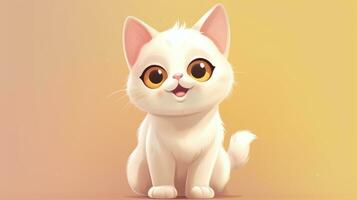 süß Weiß Katze mit groß Augen auf Gelb Hintergrund foto
