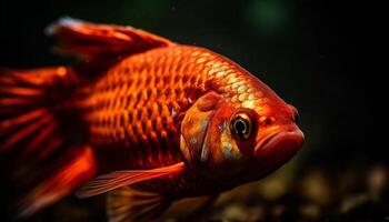 ein beschwingt, multi farbig Fisch schwimmt im ein tropisch unter Wasser Riff generiert durch ai foto