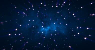 abstrakt kosmisch Hintergrund von energisch hell glühend magisch Sterne auf ein dunkel Himmel Hintergrund foto
