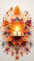 Diwali Kerze, ein bunt und festlich Illustration von ein Blumen- Design foto