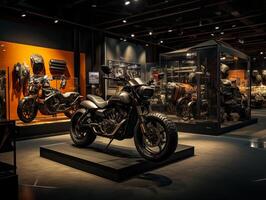 Abenteuer Motorrad Ausstellung. generativ ai foto