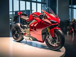 Ducati panigale v4 Ausstellung. generativ ai foto