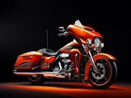 Harley Davidson electra gleiten Ausstellung. generativ ai foto