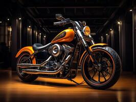 Harley Davidson Sportler Ausstellung. generativ ai foto