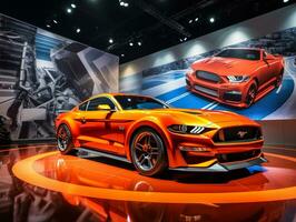 Ford Mustang Ausstellung. generativ ai foto