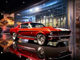 Ford Mustang Ausstellung. generativ ai foto