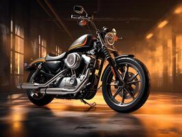 Harley Davidson Sportler Ausstellung. generativ ai foto