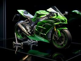 kawasaki Ninja zx-10r Ausstellung. generativ ai foto