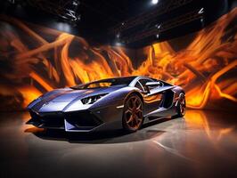 Lamborghini Aventador Ausstellung. generativ ai foto