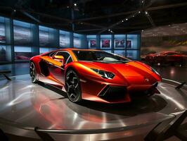Lamborghini Aventador Ausstellung. generativ ai foto