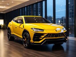 Lamborghini Urus Ausstellung. generativ ai foto