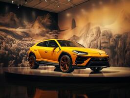 Lamborghini Urus Ausstellung. generativ ai foto