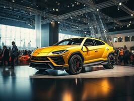 Lamborghini Urus Ausstellung. generativ ai foto