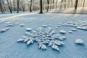 eisig gefallen Blätter mit glänzend Eis Frost im schneebedeckt Wald Park. Hintergrund. ai generativ Profi Foto