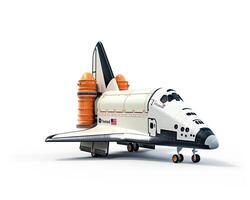 Space Shuttle auf Weiß Hintergrund. generativ ai foto