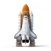 Space Shuttle auf Weiß Hintergrund. generativ ai foto