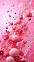 hell rosa,beere Spritzer, Spritzer und Tropfen von Obst Joghurt, horizontal Format, Brombeere, Himbeere und Erdbeere.abstrakt Hintergrund, ai generiert. foto