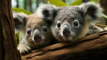 Foto von herzzerreißend zwei Koalas mit ein Betonung auf Ausdruck von Liebe. generativ ai