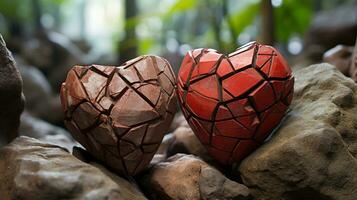 Foto von herzzerreißend zwei Steinböcke mit ein Betonung auf Ausdruck von Liebe. generativ ai