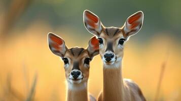 Foto von herzzerreißend zwei impalas mit ein Betonung auf Ausdruck von Liebe. generativ ai