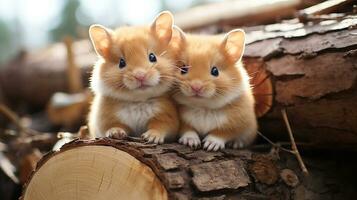 Foto von herzzerreißend zwei Hamster mit ein Betonung auf Ausdruck von Liebe. generativ ai