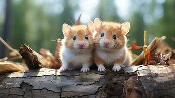 Foto von herzzerreißend zwei Hamster mit ein Betonung auf Ausdruck von Liebe. generativ ai