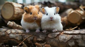 Foto von herzzerreißend zwei Guinea Schweine mit ein Betonung auf Ausdruck von Liebe. generativ ai