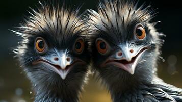 Foto von herzzerreißend zwei emus mit ein Betonung auf Ausdruck von Liebe. generativ ai