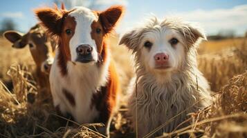 Foto von herzzerreißend zwei Kühe mit ein Betonung auf Ausdruck von Liebe. generativ ai