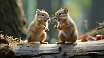 Foto von herzzerreißend zwei Streifenhörnchen mit ein Betonung auf Ausdruck von Liebe. generativ ai