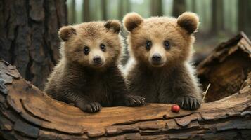 Foto von herzzerreißend zwei Bären mit ein Betonung auf Ausdruck von Liebe. generativ ai