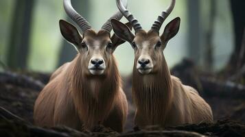 Foto von herzzerreißend zwei Antilopen mit ein Betonung auf Ausdruck von Liebe. generativ ai
