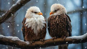 Foto von herzzerreißend zwei Adler mit ein Betonung auf Ausdruck von Liebe. generativ ai