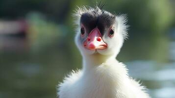 ein süß wenig Muscovy Ente im Disney Karikatur Stil. generativ ai foto