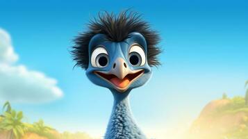 ein süß wenig Emu im Disney Karikatur Stil. generativ ai foto