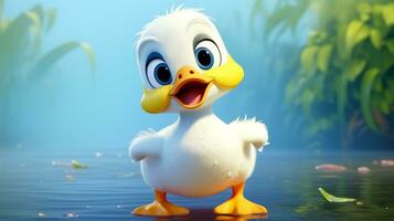 ein süß wenig Ente im Disney Karikatur Stil. generativ ai foto