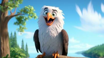 ein süß wenig kahl Adler im Disney Karikatur Stil. generativ ai foto