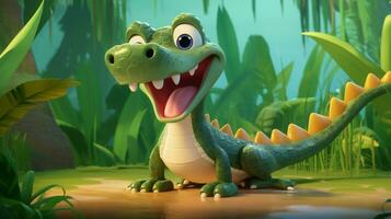 ein süß wenig Nil Krokodil im Disney Karikatur Stil. generativ ai foto