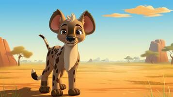 ein süß wenig Hyäne im Disney Karikatur Stil. generativ ai foto