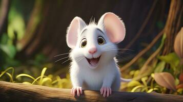 ein süß wenig mit Haube Ratte im Disney Karikatur Stil. generativ ai foto